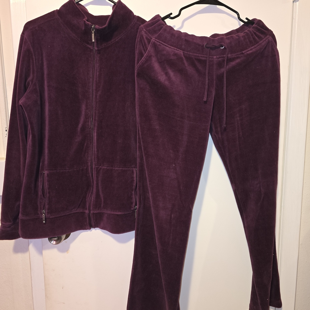 Merona Burgundy/Merlot Velour Track Suit - Size M/L